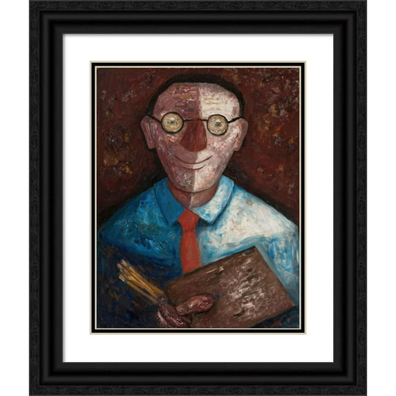 Tadeusz Makowski 20x24 Black Ornate Framed Double Matted Museum Art Print Titled: Portrait of a Man with a Palette (Jacques Gotkowski) (1930)