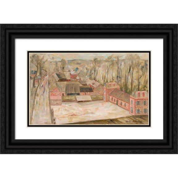 Tadeusz Makowski 24x16 Black Ornate Framed Double Matted Museum Art Print Titled: View of a Small Town (1926)