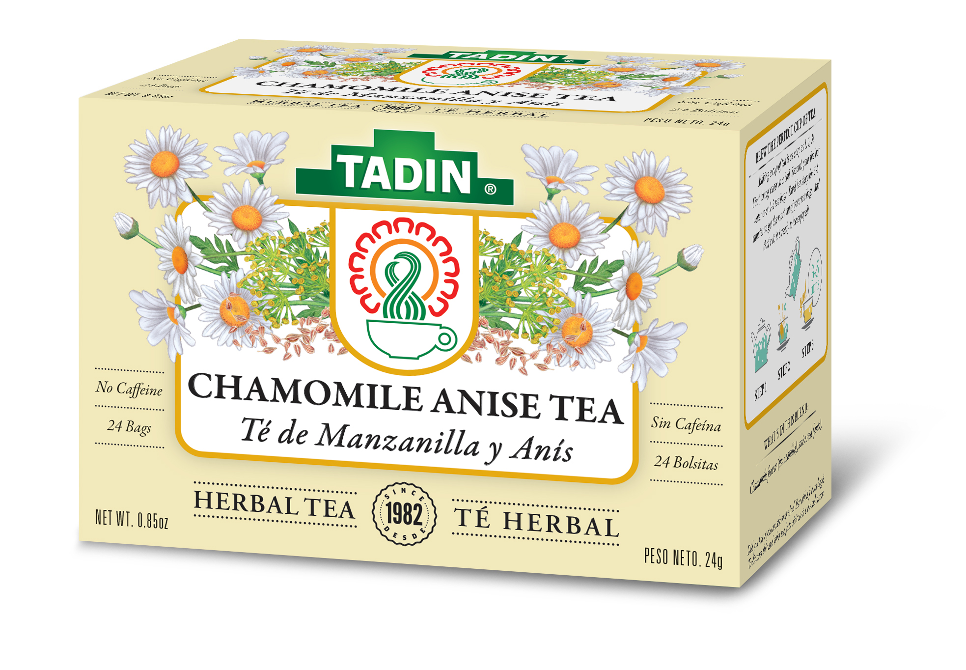 TADIN Herbal Chamomile Anise Tea Bags 24 Count With Floral And Licorice 