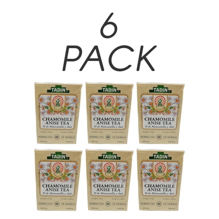 Tadin Chamomile and Anise Tea. Sleep and Relaxation Aid. Cold Symptom Relief. Caffeine Free. 24 Bags. 0.85 oz. Pack of 6