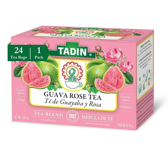 Tadin Guava Rose Tea, Contains Caffeine, Best Hot or Iced, 24 Tea Bags Per Box, Pack of 1
