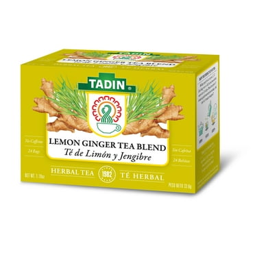 Tadin Lemon Ginger Tea, Herbal Tea, Caffeine-Free Tea, Herbal Tea Bags, 24 Count, Pack of 1