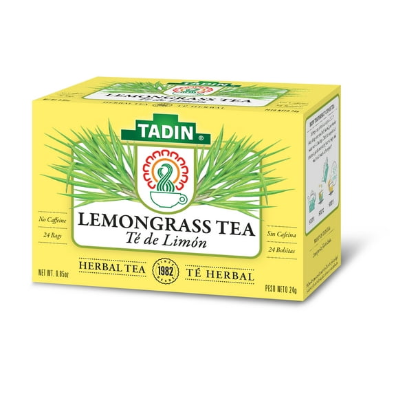 Tadin Lemongrass Tea, Herbal Tea, Caffeine-Free Tea, Herbal Teabags, 24 Count, Pack of 1