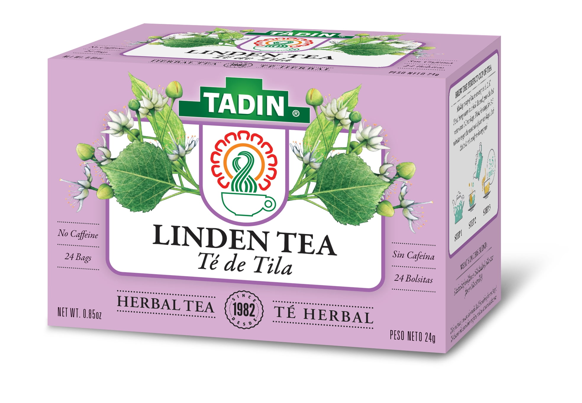 Tadin Linden Tea, Herbal Tea, Caffeine-Free Tea, Herbal Tea Bags, 24 Count, Pack of 1