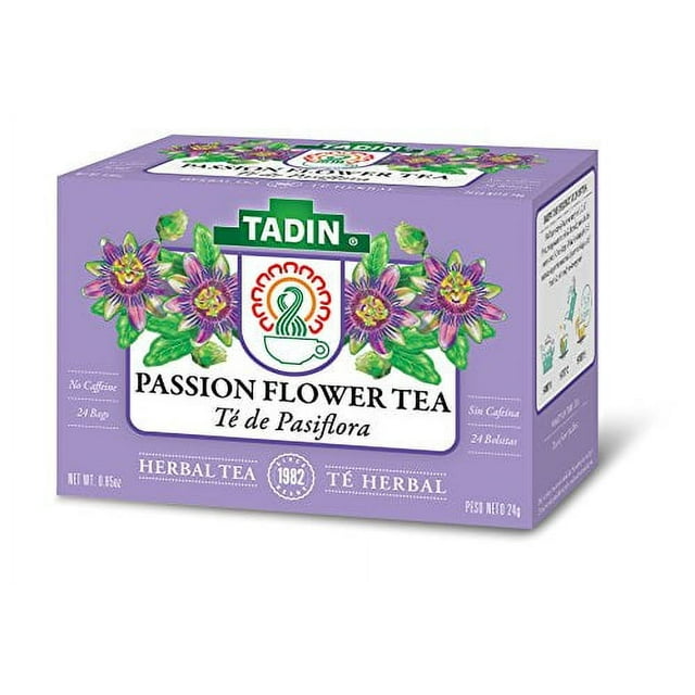 Tadin Passion Flower Herbal Tea, Caffeine Free, 24 Tea Bags Per Box