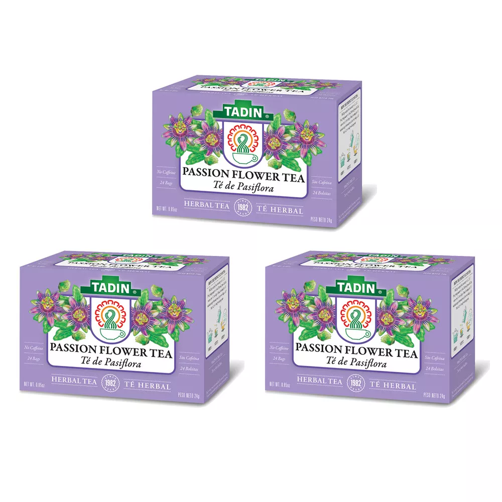Tadin Passion flower Tea. Relaxing & Caffeine-Free. 24 Bags. 0.84 oz ...