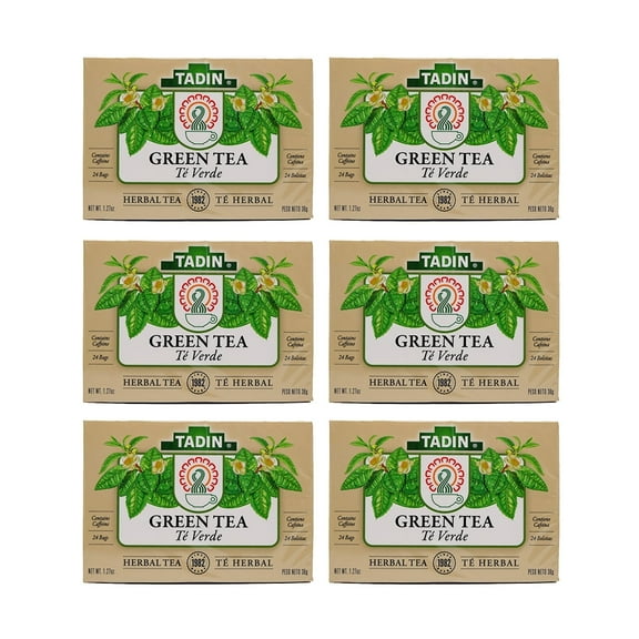 Tadin Tea Green Tea. Weight Loss Aid. Improves Brain Function. Natural Caffeine. With Antioxidants. 24 Bags. 1.27 oz / 36 g. Pack of 6
