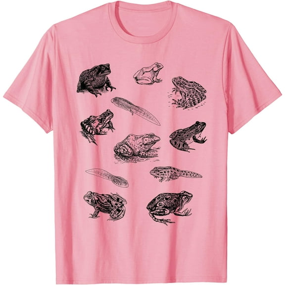 Tadpole Frog Toad Collage Lovers Hunters Unisex T-Shirt for Men Women Kids Toddler,Light Pink Color,Size M