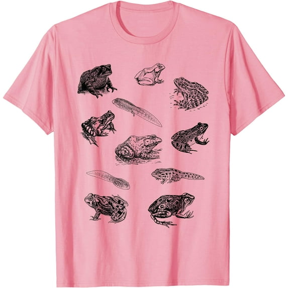 Tadpole Frog Toad Collage Lovers Hunters Unisex T-Shirt for Men Women Kids Toddler,Light Pink Color,Size YM
