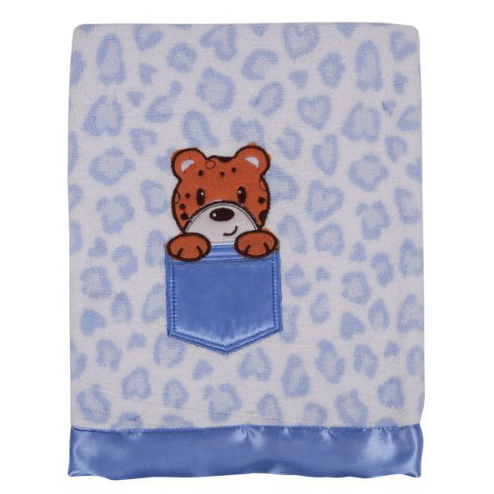 Tadpoles Animal Print Baby Blanket, Blue Leopard