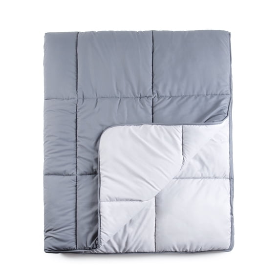 Tadpoles Box Quilted Comforer, Twin Size, Grey