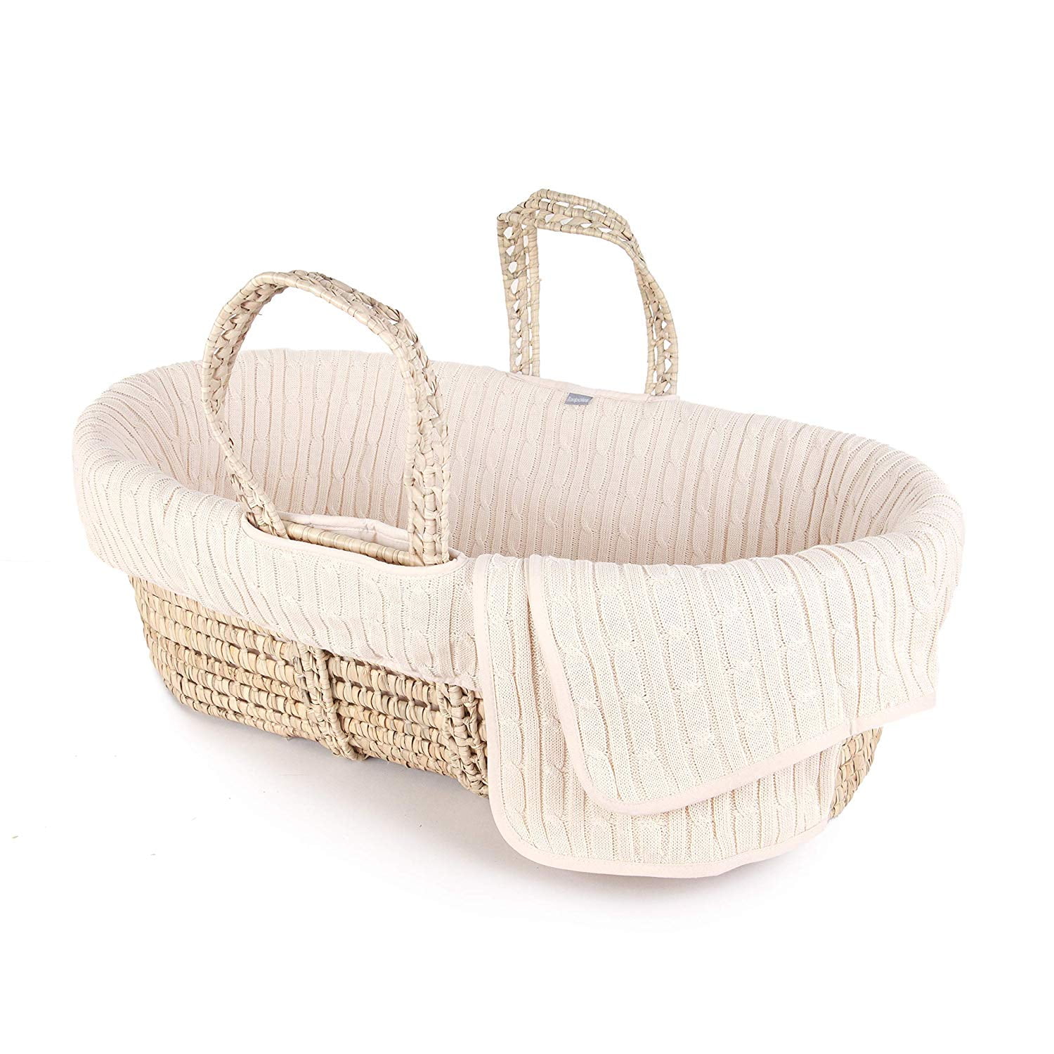 Tadpoles Cable Knit Moses Basket and Bedding Set, Natural