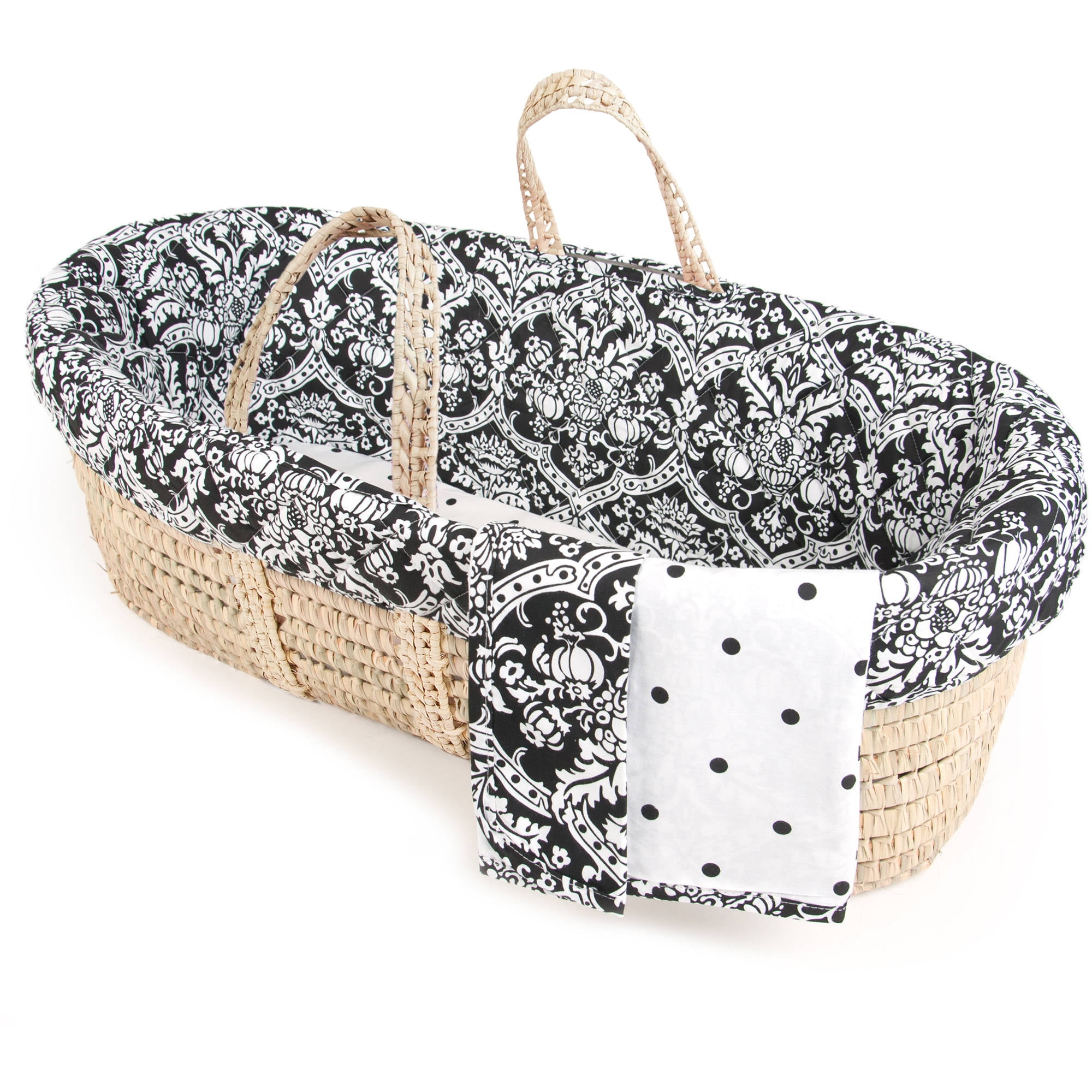 Tadpoles Damask Moses Basket and Bedding Set, Black/White