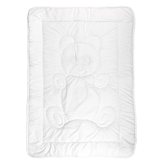 Tadpoles Quilted Toddler Comforter | 40" x 60" | Made of 100% Microfiber Polyester (Shell) & 200 GSM Fiberfill | Soft, Breathable & Durable | Ideal for Toddlers (12-48 Months) | White Teddy Pattern