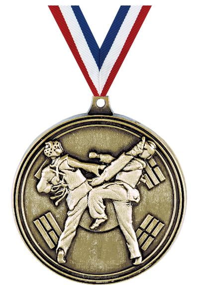 Tae Kwon Do Medals, 2" Gold Diecast Tae Kwon Do Medal Award 5 Pack