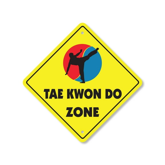 Tae Kwon Do Plastic Crossing Sign - 10 Inch X 10 Inch Xing Sign Gift Martial Arts Sports Self Defense Fitness Active Kick Punch Decor Fun