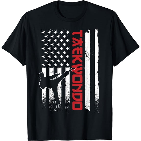 Taekwondo American Flag Taekwondo Fighter US Flag T-Shirt