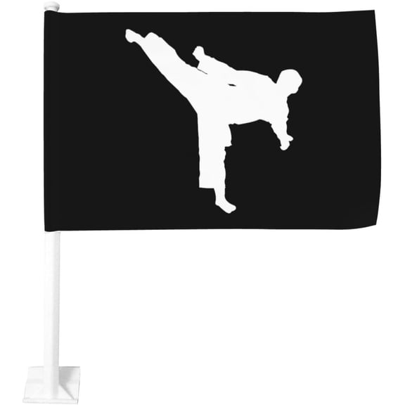 Taekwondo Arts Car Flag 12x18 Inch Window Clip Flag - Double Sided Fade Resistant Outdoor Decoration Let Your Cars Stand Out