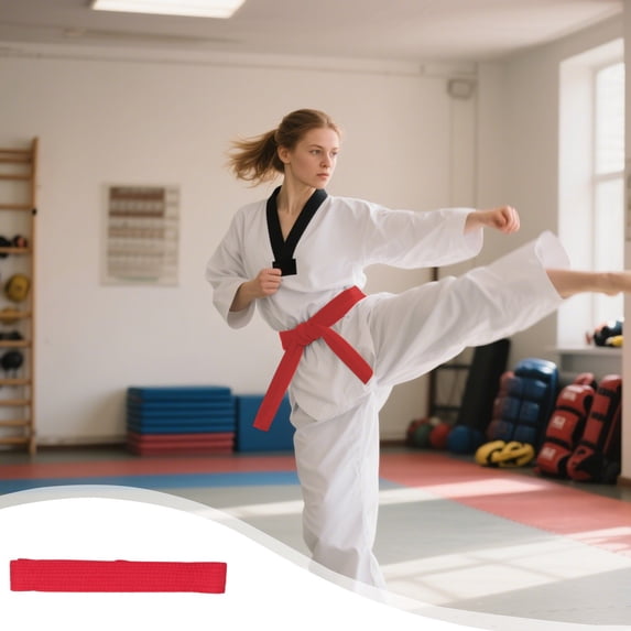 Taekwondo Belt for Karate Judo Training, Double Needle Eight Thread Handmade Reinforced Strap, Durable Cotton Felt Inner Core Martial Arts Gear, Traditional Dojo Ranked Display and, AESTIVO