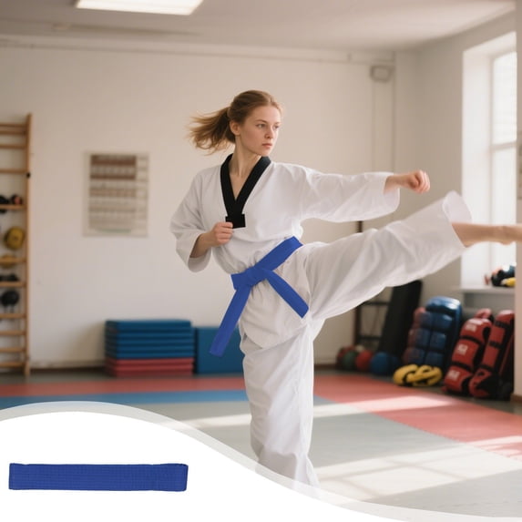 Taekwondo Belt for Karate Judo Training, Double Needle Eight Thread Handmade Reinforced Strap, Durable Double Layer Cotton Felt Core Martial Arts Equipment, Traditional Dojo Graded Rank, AESTIVO