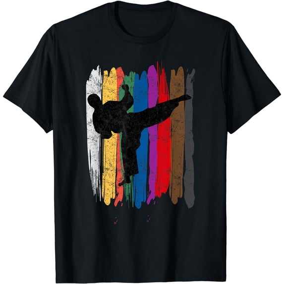 Taekwondo Belts Silhouette Distressed Martial Arts Gift T-Shirt