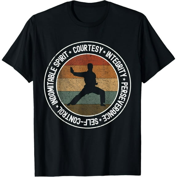 t-shirt Taekwondo Karate 5 Tenets Martial Arts Uniform Kids Mens T-ShirtMen and women can wear, black T-shirts, gifts. Age: M,L,XL 2XL, 3XL, 4XL