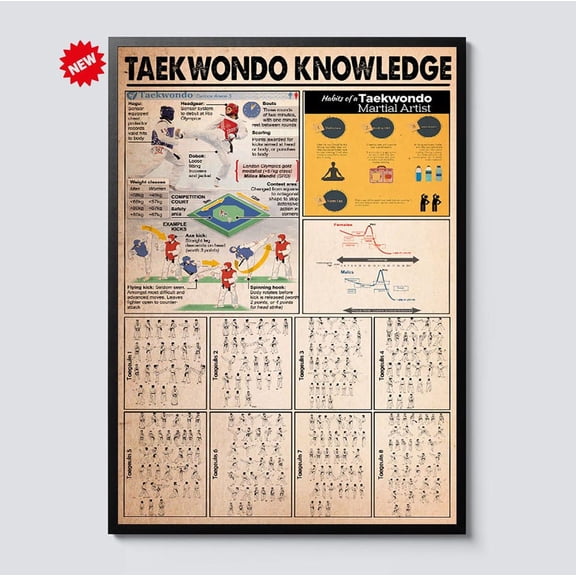 Taekwondo Knowledge Or Wall Art Martial Arts Guide Chart Educational Dojang Decor For Students Instructors Or Home Gyms
