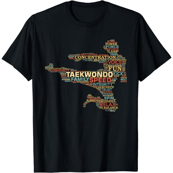 Taekwondo Martial Arts Fighter Tae Kwon Do Words Kicking T-Shirt
