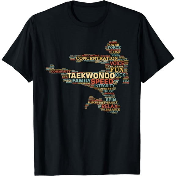 Taekwondo Martial Arts Fighter Tae Kwon Do Words Kicking T-Shirt