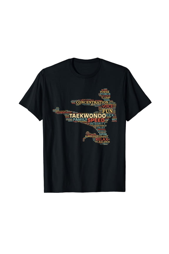 Taekwondo Martial Arts Fighter Tae Kwon Do Words Kicking T-Shirt