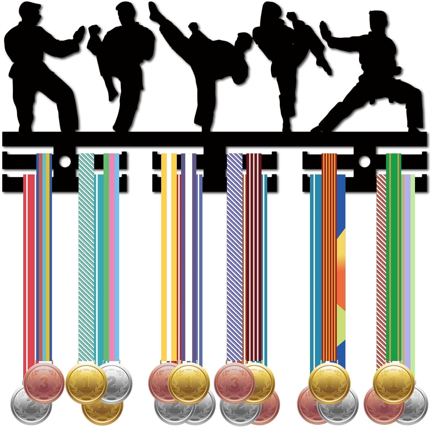Karate Metal Medals Holder Sports Medals Display Hanger Rack Taekwondo Athlete Winner Awards Wall Mount Decor Frame Case 20pcs Hooks Gifts Gymnastics Runner - View #7