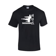 Taekwondo T-Shirt TKD Shirt Korean Martial Arts Kicker Mens Unisex Shirts Black, SM