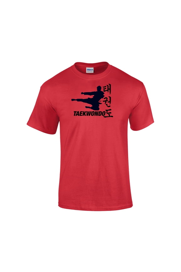 Taekwondo T-Shirt TKD Shirt Korean Martial Arts Kicker Men's Unisex Shirts (Red, CM)