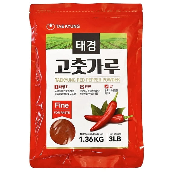 Taekyung Chili Powder For Paste (Fine, 3LB) - Korean Gochugaru. Red Pepper Spice Seasoning for Asian Food. MSG Free.