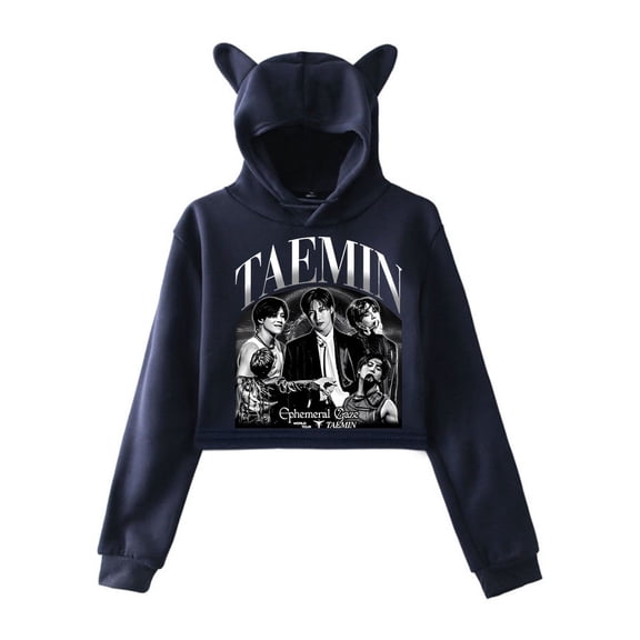 Taemin Ephemeral Cat Ear Hoodie Pop Singer Casual Women's Short Hoodie Sportswear