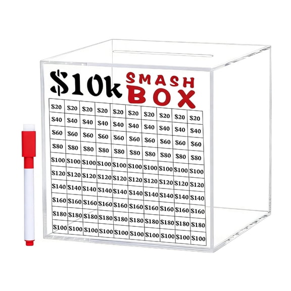 Taeuda 10k Smash Box for Money Unbreakables Piggy Banks for Adults Save $10,000 Gift