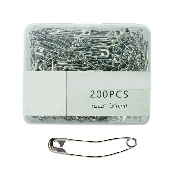 Taeuda 200Pcs Curved Safety Pin 38MM or 51MM Securing Clothes Pin Metal Quilting Pin Curved Basting Pin for Sewing Project