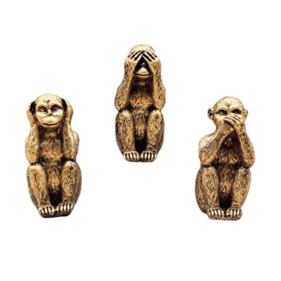 Taeuda 3PCS Monkey Figurines Set See No Hear No Speak No Evil Ornaments for Living Room and Office Display