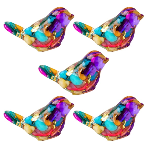 Taeuda Modern Crystal Bird Decoration Set Of 5, Small Figurines For Living Space