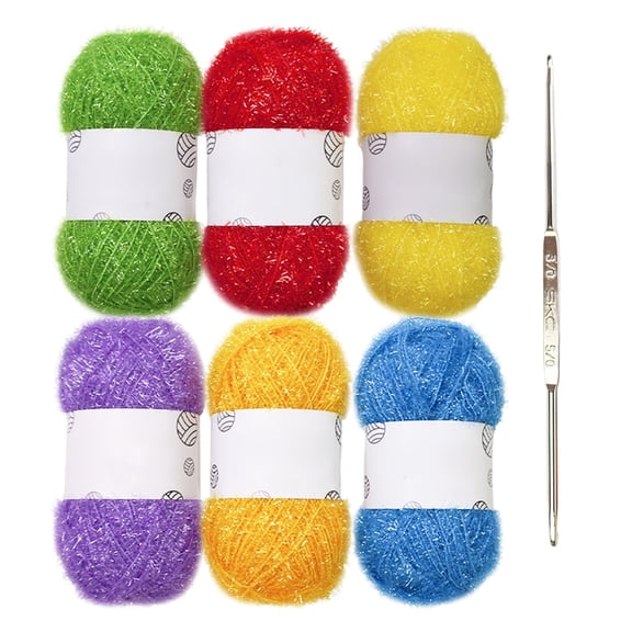 Taeuda Polyester Scrubby Yarn with Hook Knitting Yarn Crocheting Yarn Handmade Yarn