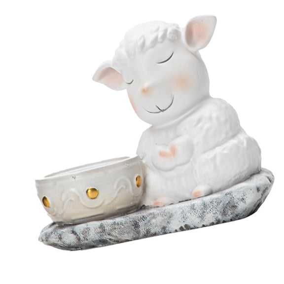 Taeuda Resins Sheep Candle Stand Eid Al-Adha Lamb Tealight Holder Tabletop Decors For Festives Holiday Celebration Home Accent