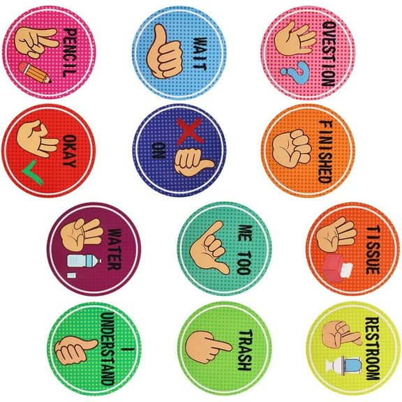 Taeuda Set of 12 Educational Visual Cue Aid Posters Classroom Communication Sign Decors