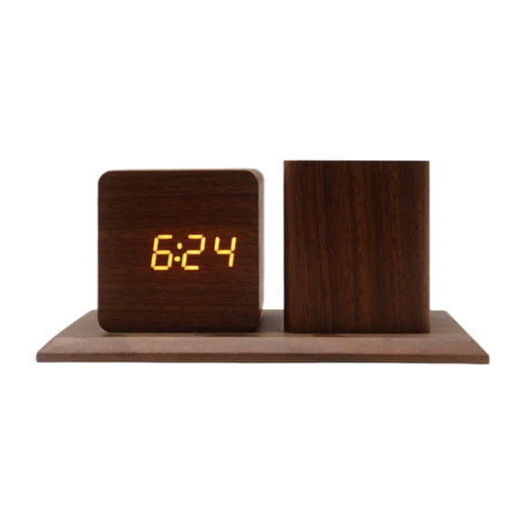 Taeuda USB Operated Desk Clock Having Storage For Writing devices And Multiple Brightness grades