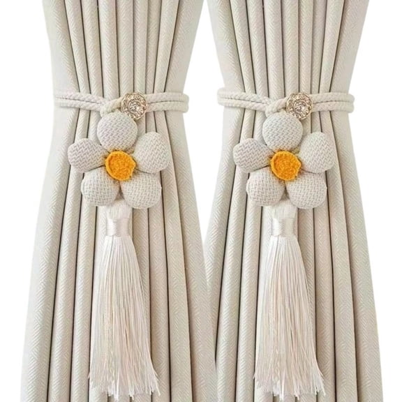 Taeuda Unique Braided Rope Curtain Holders Flower Tassels Ties For Living Room Decors