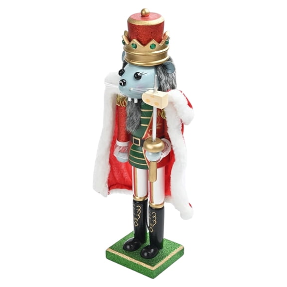 Taeuda Wood Nutcrackers Mouse King 38cm Height Figurine Classical Christmas Puppet Toy Ornament for Home Tabletop Shelf Decors