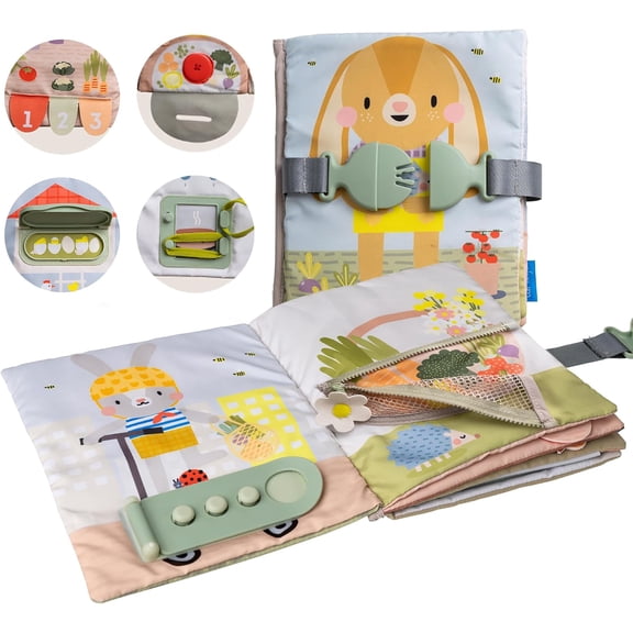 Taf Toys Busy Book for Toddlers 1-3 - Montessori Activity Book with 12 Sensory Learning Activities - Develops Fine Motor Skills and Early Numeracy Through Play