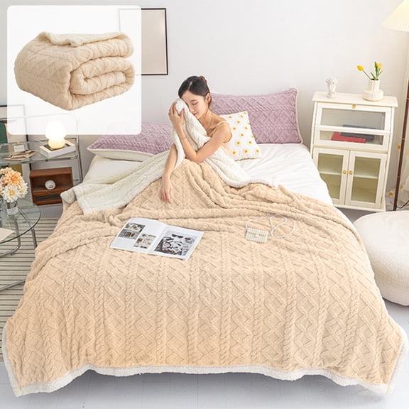 Taffeta Fleece Blanket | Soft Lambswool Double-Layer Thickened Throw | 150x100cm Office Nap Blanket | Lint-Free & Fade-Resistant