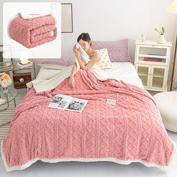 Taffeta Fleece Blanket | Soft Lambswool Throw Blanket | Double-Layer Thickened Nap Blanket for Office, Sofa, or Bed | 59x39 Inch Warm Cozy Blanket for Adults, Home, Travel, and Lounging