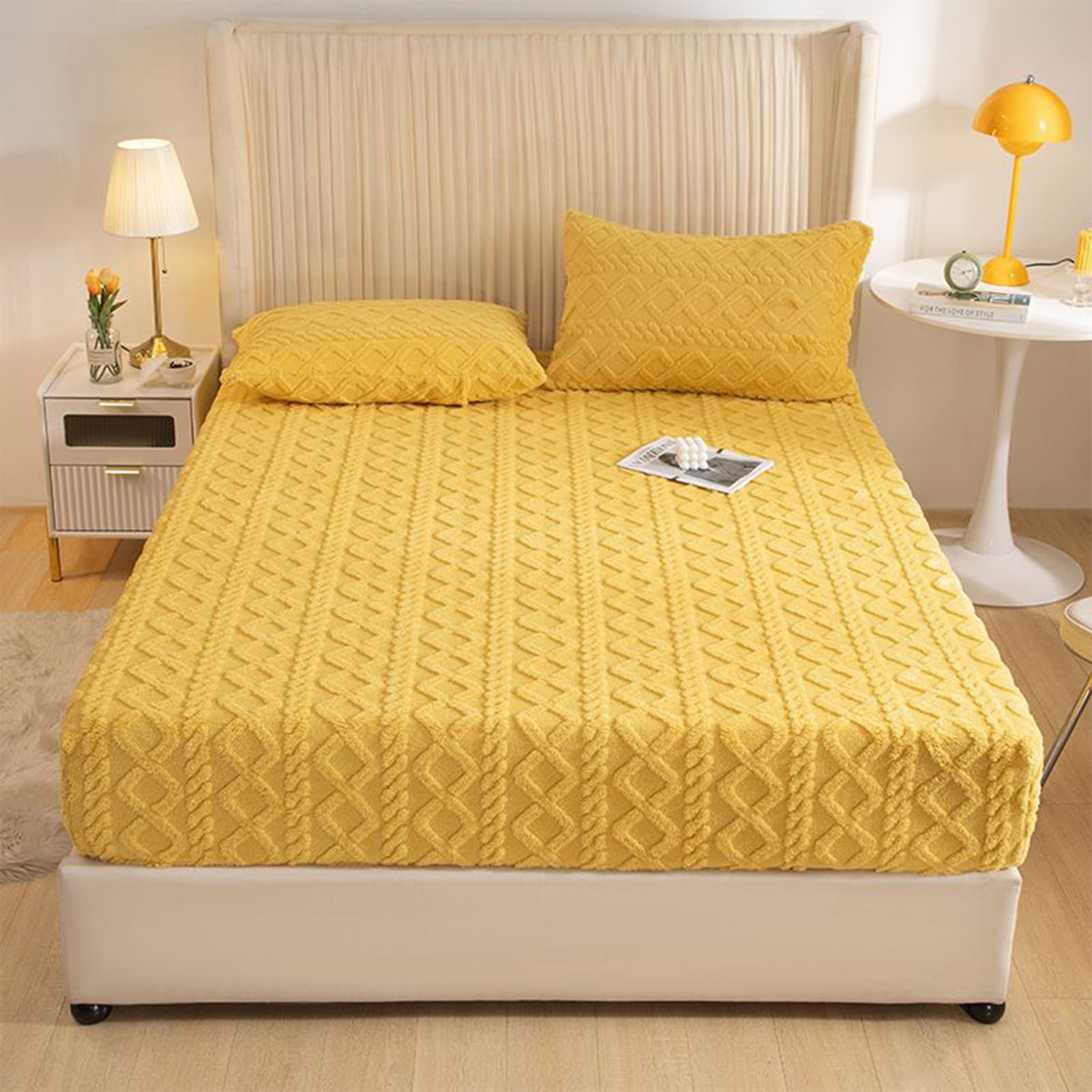 Taffeta Velvet Bed Cover Thicken Warm Winter Fitted Sheet Soft Plush