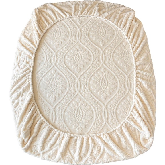 Taffeta Velvet Jacquard Fitted Sheet Queen Size, Soft Plush Bed Sheet Mattress Protector Cover Warm Fuzzy Bottom Sheet for Fall Winter